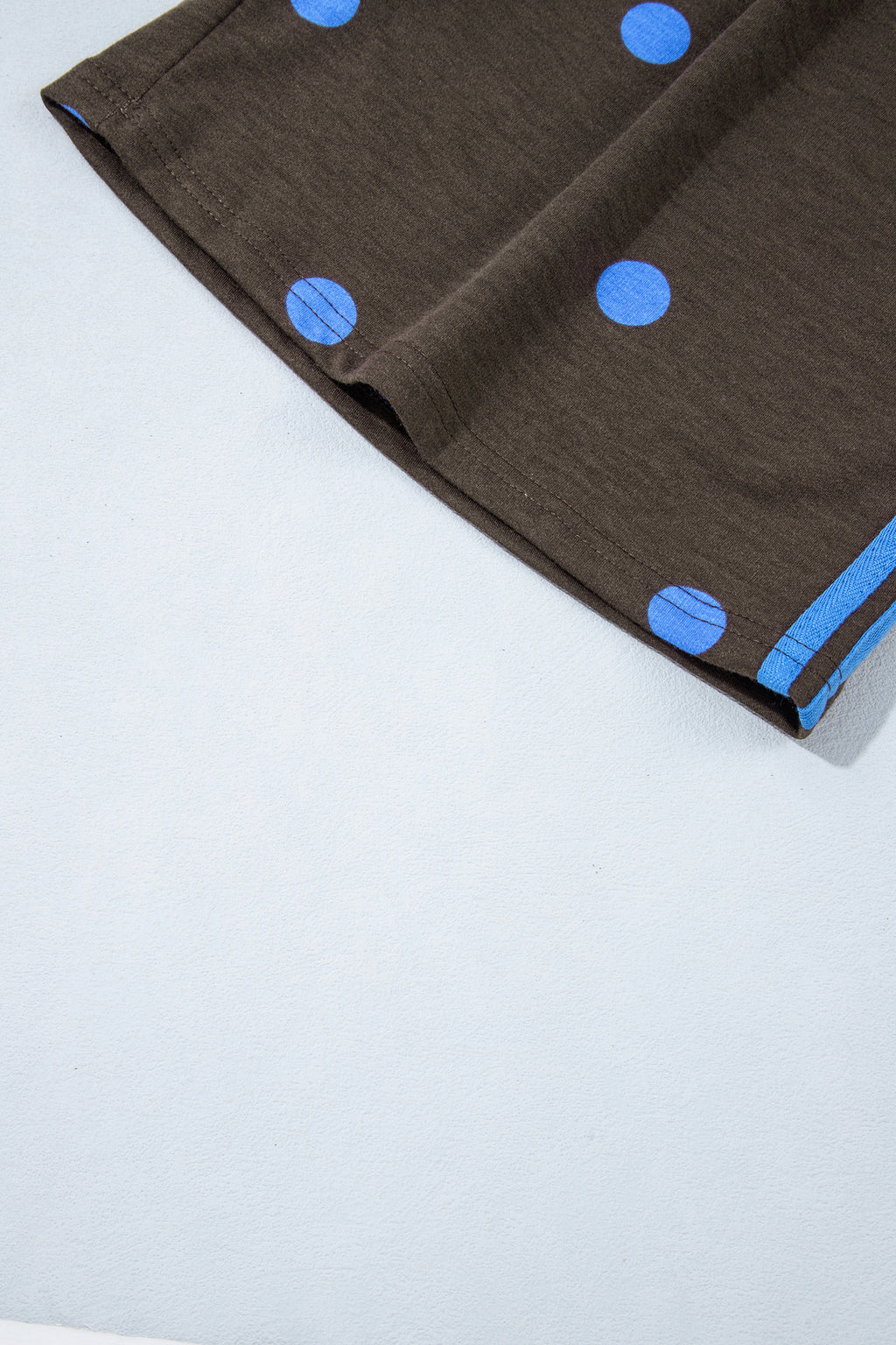 Brown Polka Dot Print Varsity Striped Detail Long Sleeve Top Short Set PREORDER ETA 3 WEEKS