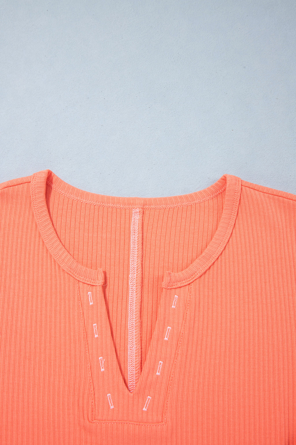 Flamingo V Neck Ribbed Stitched Detail Long Sleeve Top PREORDER ETA 3 WEEKS