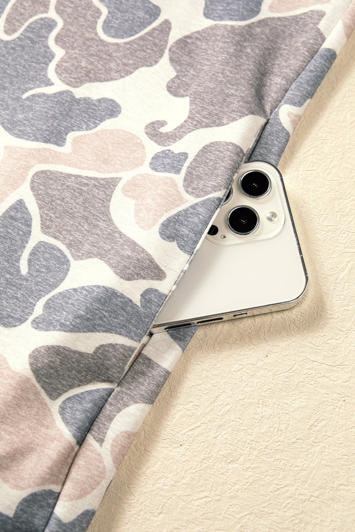 Beige Botanical Camo Print Long Sleeve Pocket Mini Dress PREORDER ETA 3 WEEKS