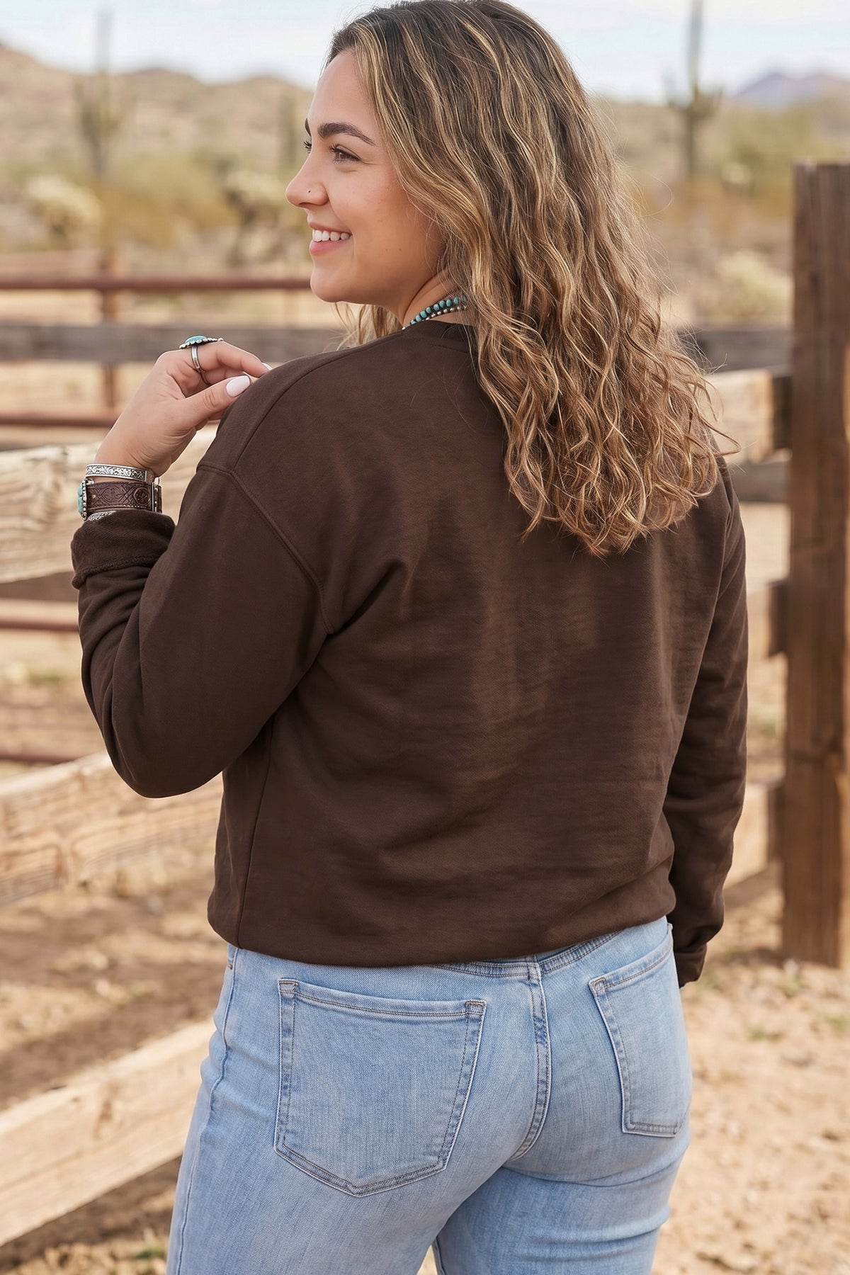 Fiery Red PRAY Letter Patchwork Round Neck Long Sleeve Plus Size Sweatshirt PREORDER ETA 3 WEEKS