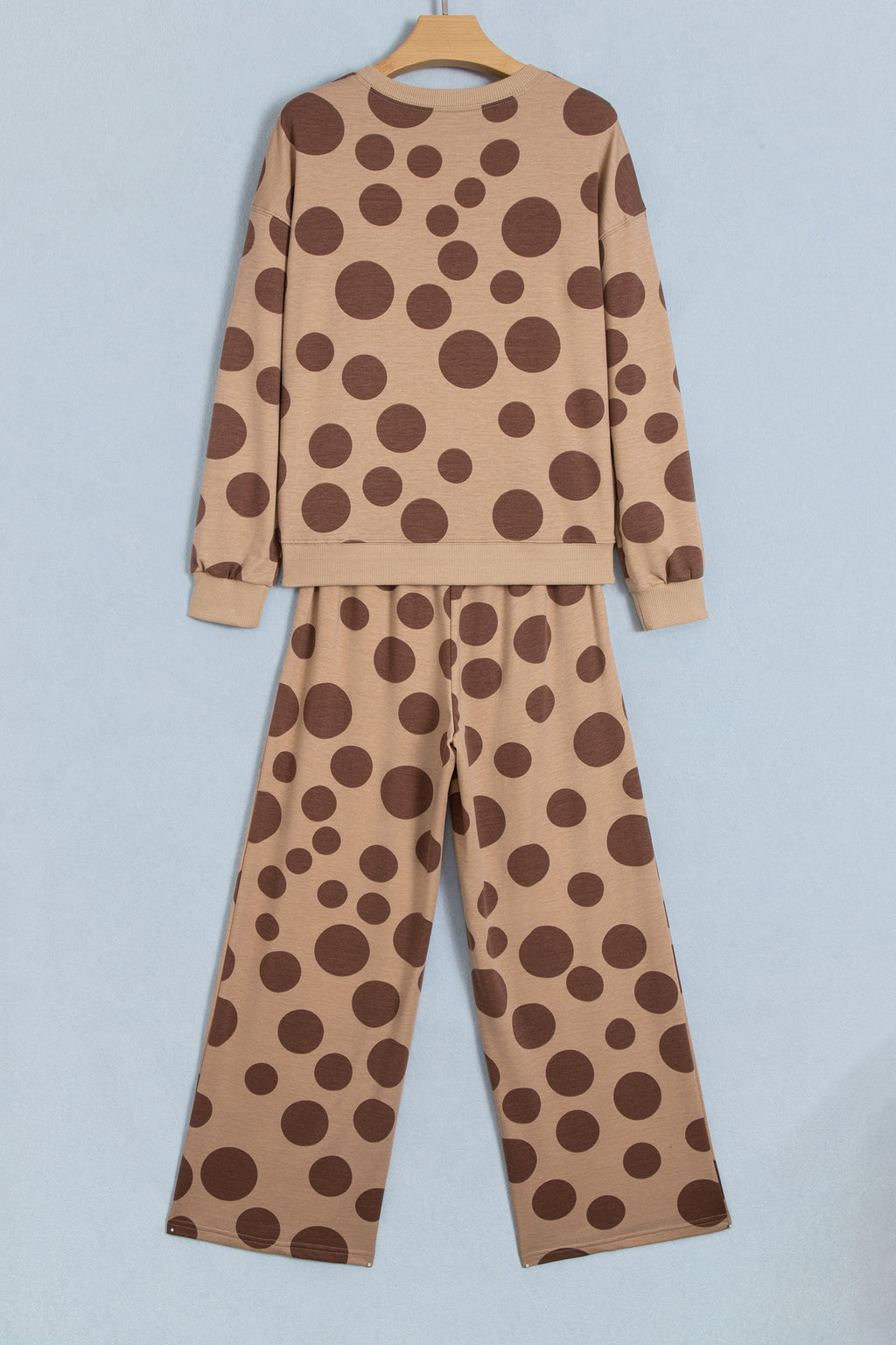 Khaki Polka Dot Long Sleeve Top Drawstring Relaxed Pants Set PREORDER ETA 3 WEEKS