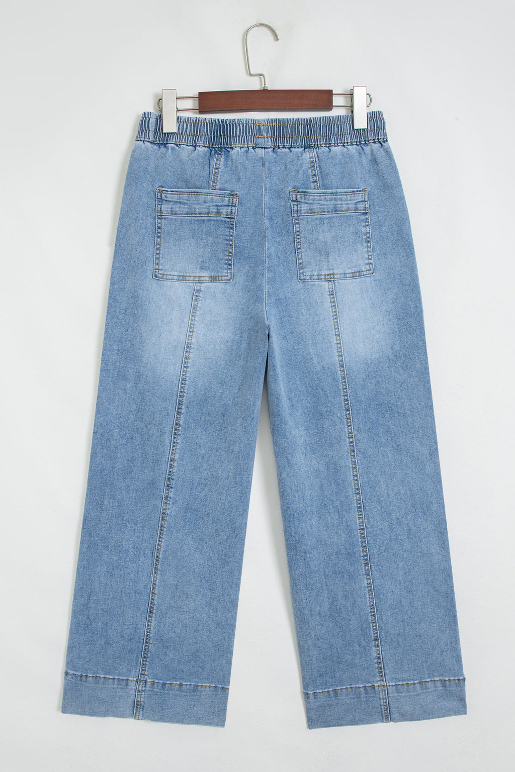 Beau Blue Drawstring Waist Wide Leg Ankle Length Jeans PREORDER ETA 3 WEEKS