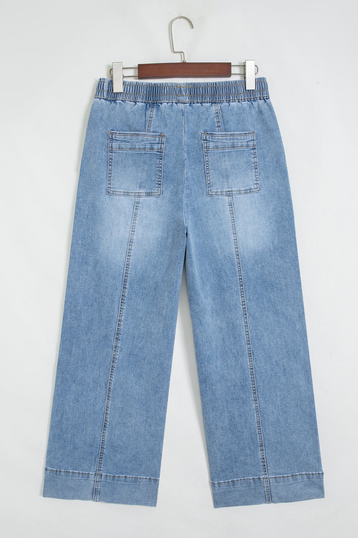 Beau Blue Drawstring Waist Wide Leg Ankle Length Jeans PREORDER ETA 3 WEEKS