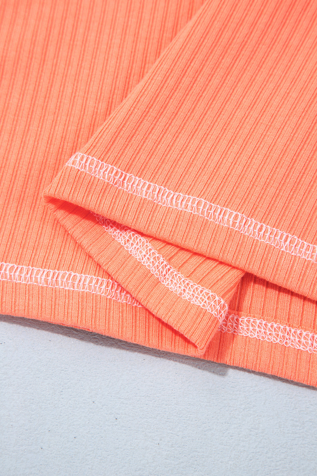 Flamingo V Neck Ribbed Stitched Detail Long Sleeve Top PREORDER ETA 3 WEEKS