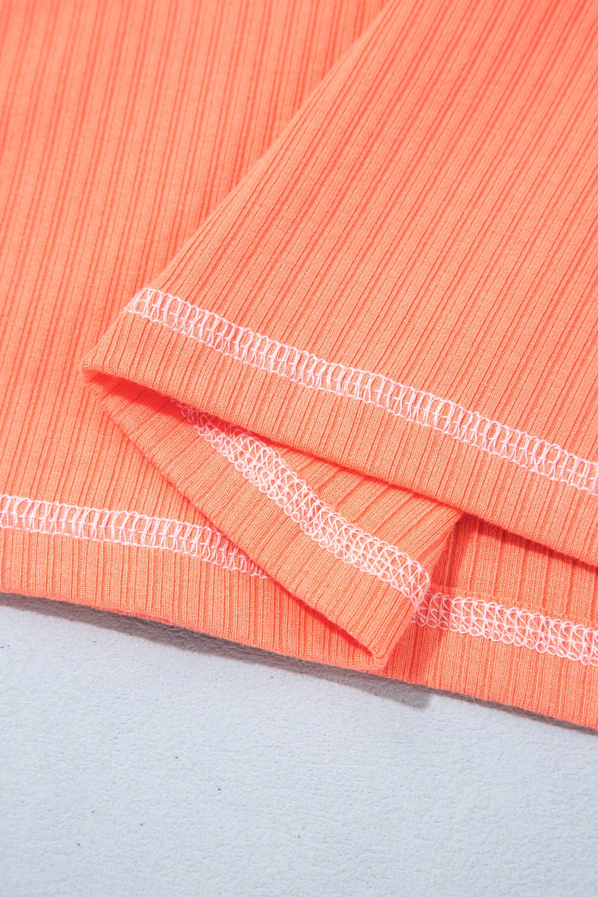 Flamingo V Neck Ribbed Stitched Detail Long Sleeve Top PREORDER ETA 3 WEEKS