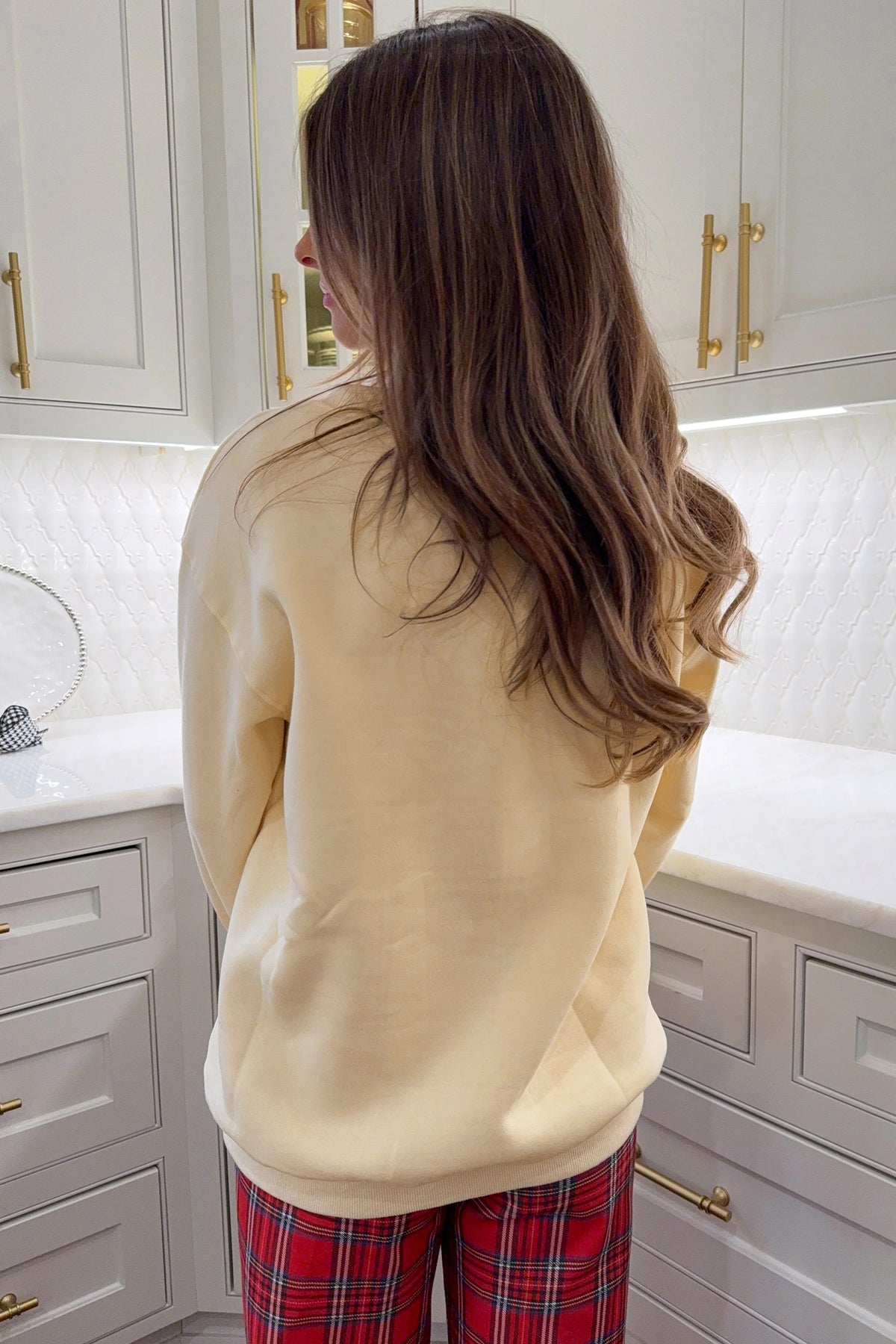 Apricot Merry Christmas and Happy New Year Embroidered Holiday Slogan Sweatshirt PREORDER ETA 3 WEEKS