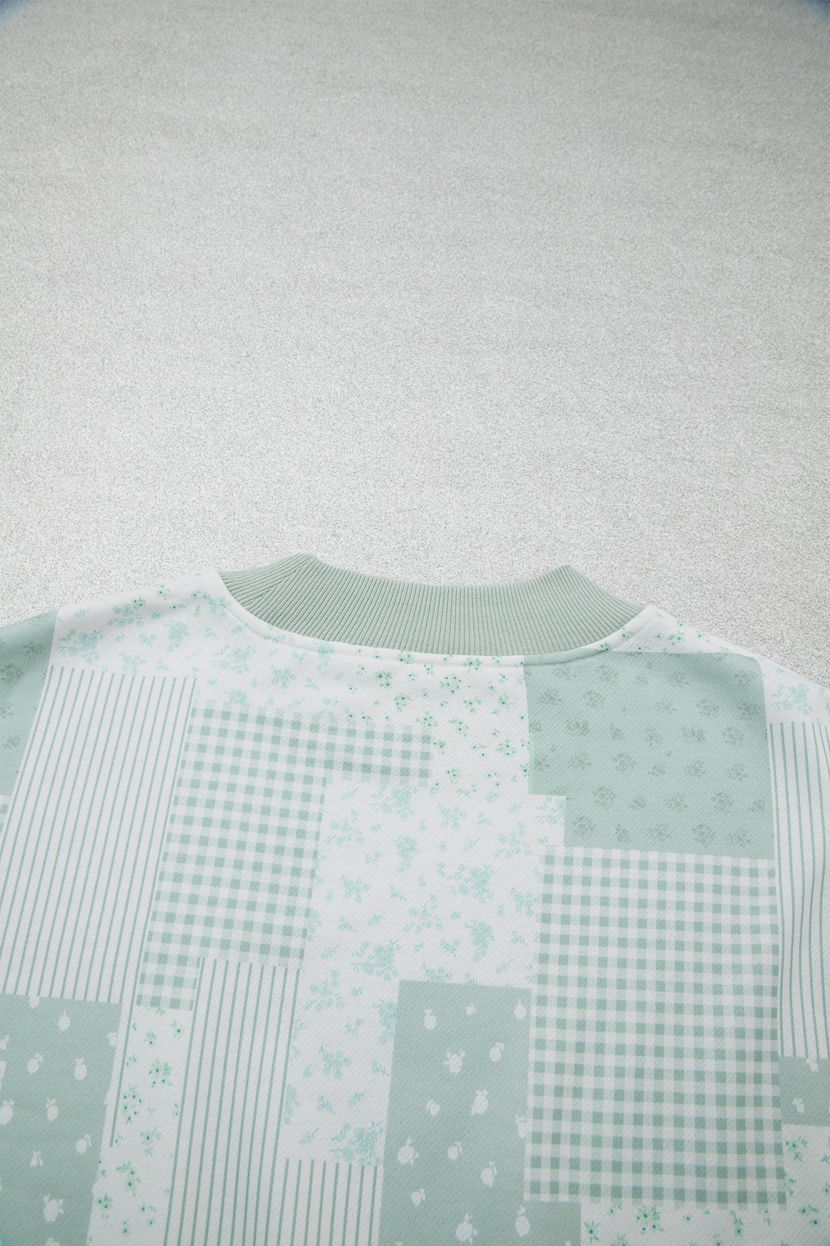 Sky Blue Patchwork Floral Print Drop Shoulder Baggy Pullover Drawstring Shorts Set PREORDER ETA 3 WEEKS