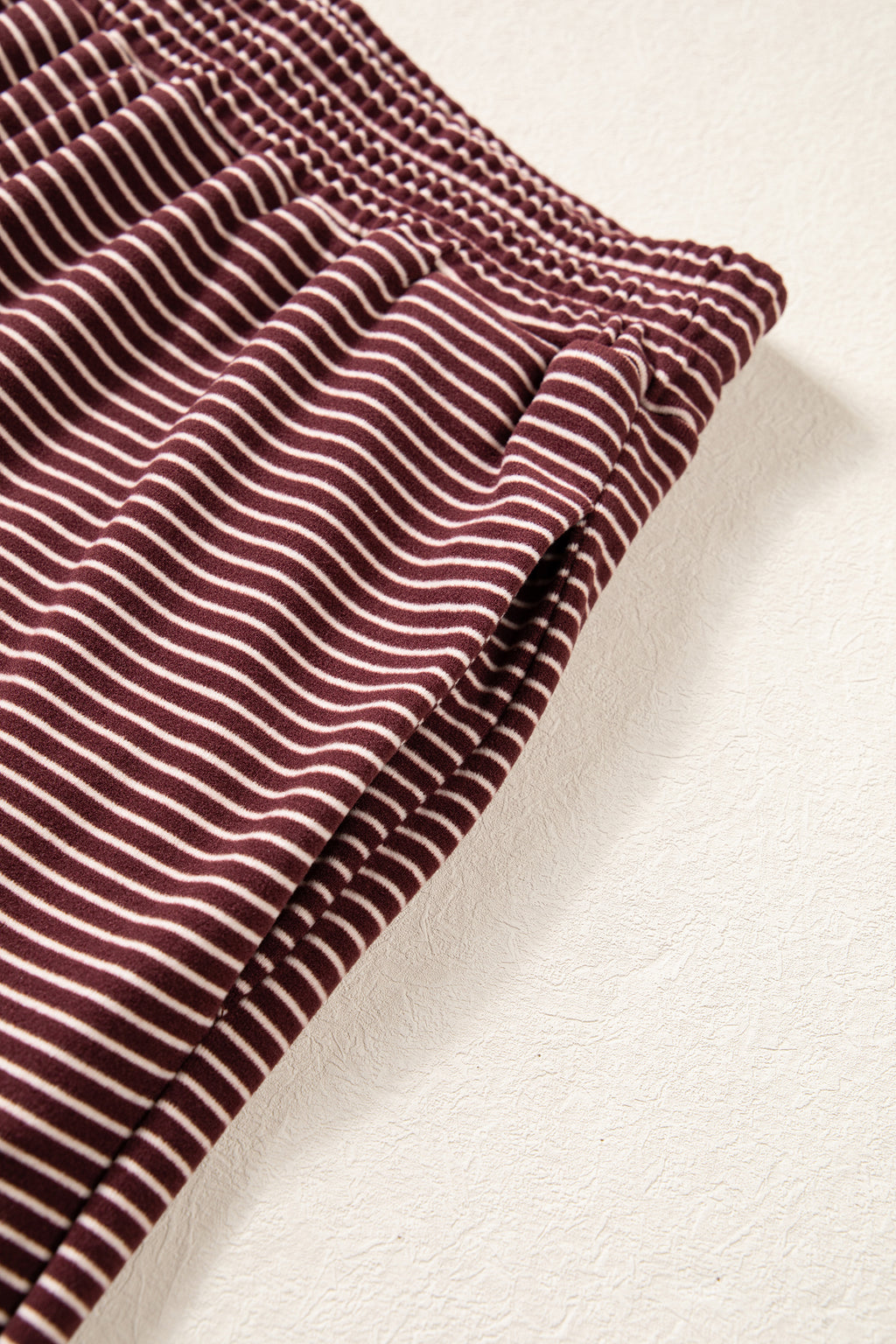 Stripe Contrast Trim Round Neck Oversize Long Sleeve Top 2pcs Pant Set PREORDER ETA 3 WEEKS