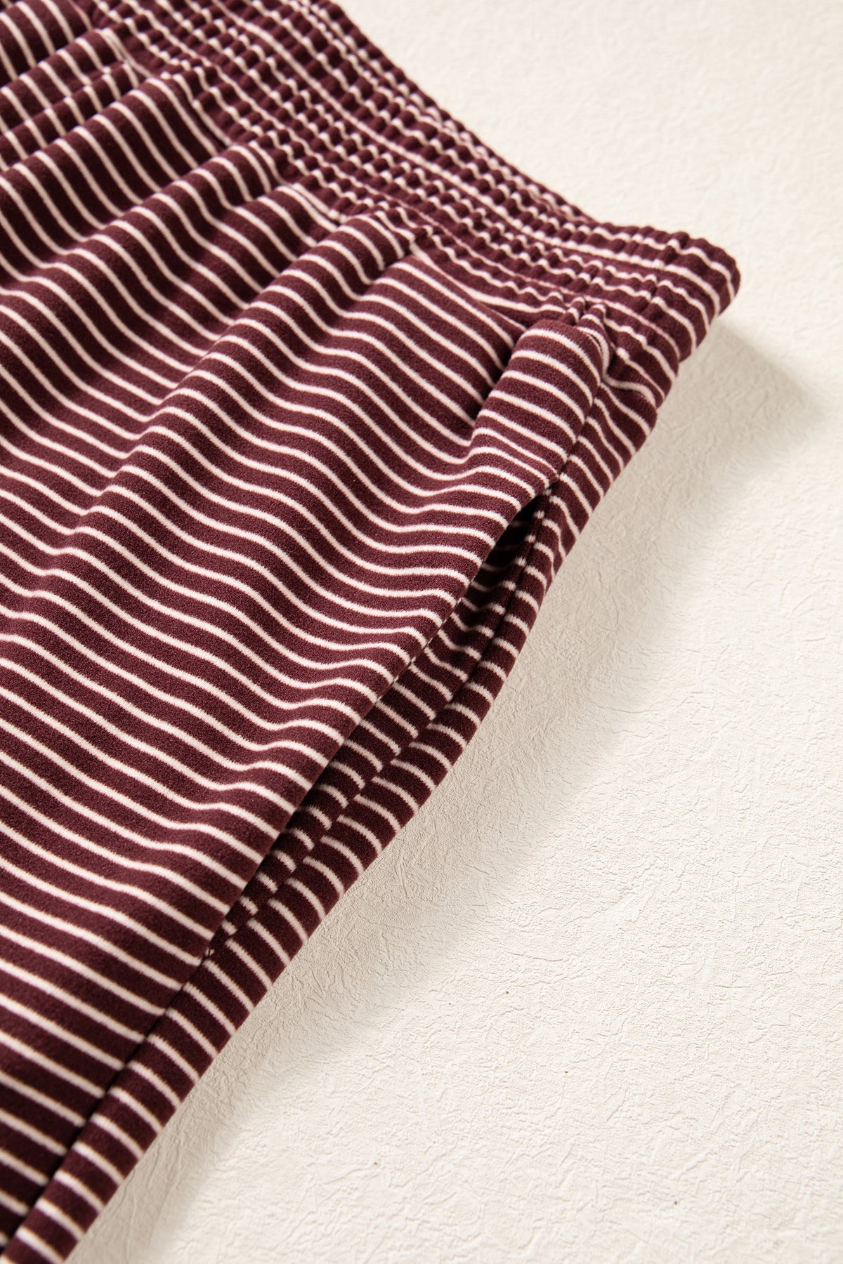 Stripe Contrast Trim Round Neck Oversize Long Sleeve Top 2pcs Pant Set PREORDER ETA 3 WEEKS