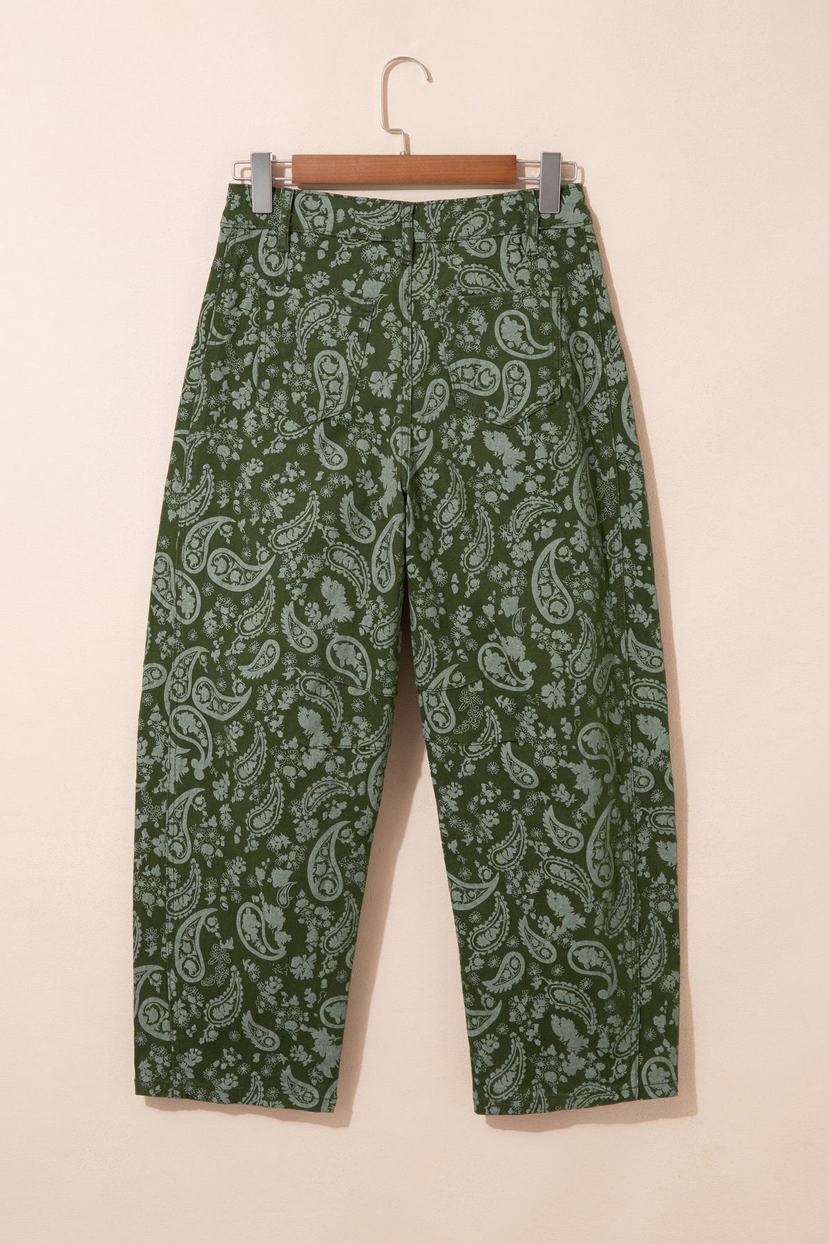 Green Paisley Print Harem Denim Pants PREORDER ETA 3 WEEKS