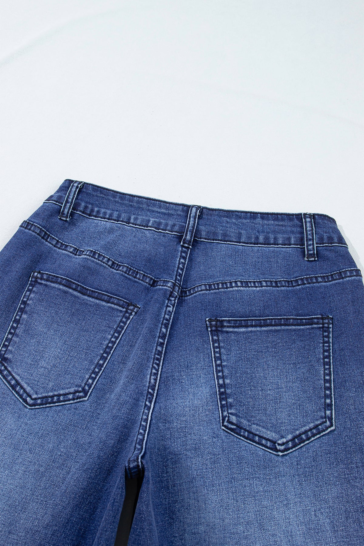 Navy Blue Studded Detail Straight Leg Casual Loose Jeans PREORDER ETA 3 WEEKS