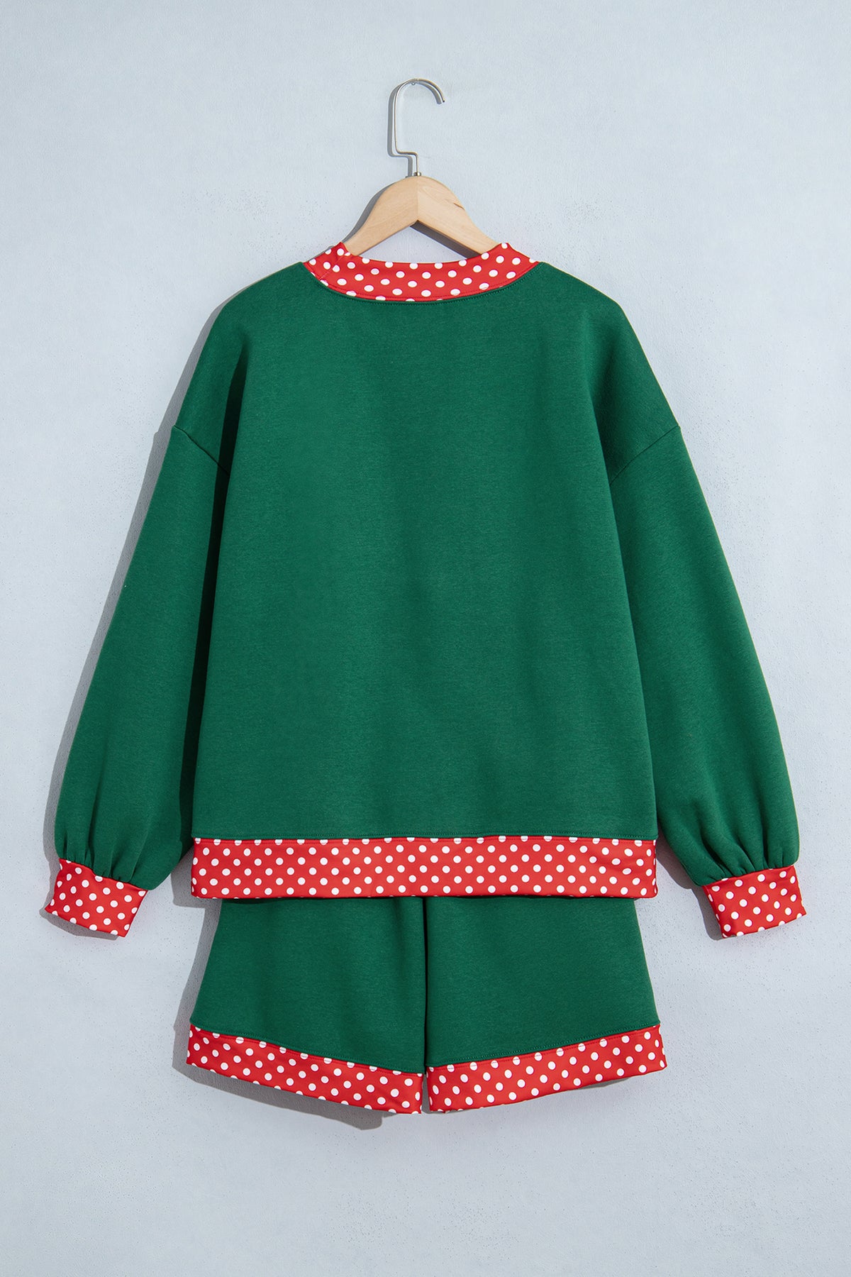 Evergreen Polka Dot Trim Baggy Pullover 2pcs Short Set PREORDER ETA 3 WEEKS
