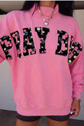 Pink PRAY BIG Embroidered Patch Graphic Mock Neck Sweatshirt PREORDER ETA 3 WEEKS