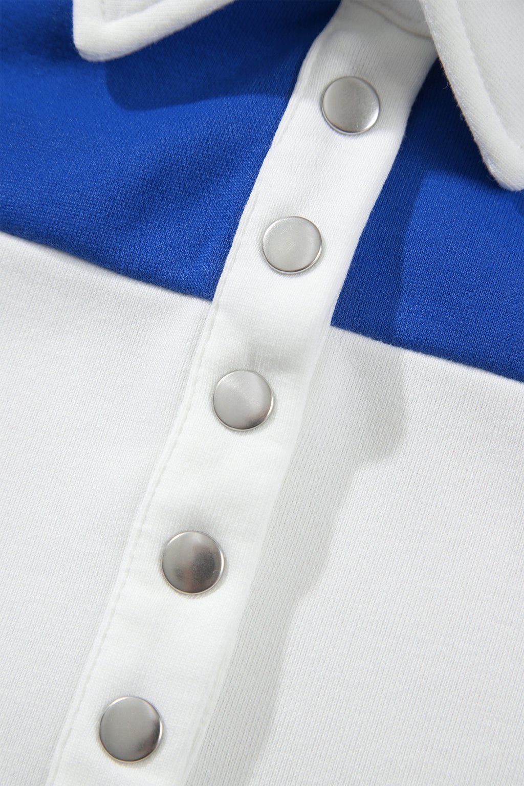 Dark Blue Striped Color Block Button V Neck Puff Sleeve Casual Sweatshirt PREORDER ETA 3 WEEKS