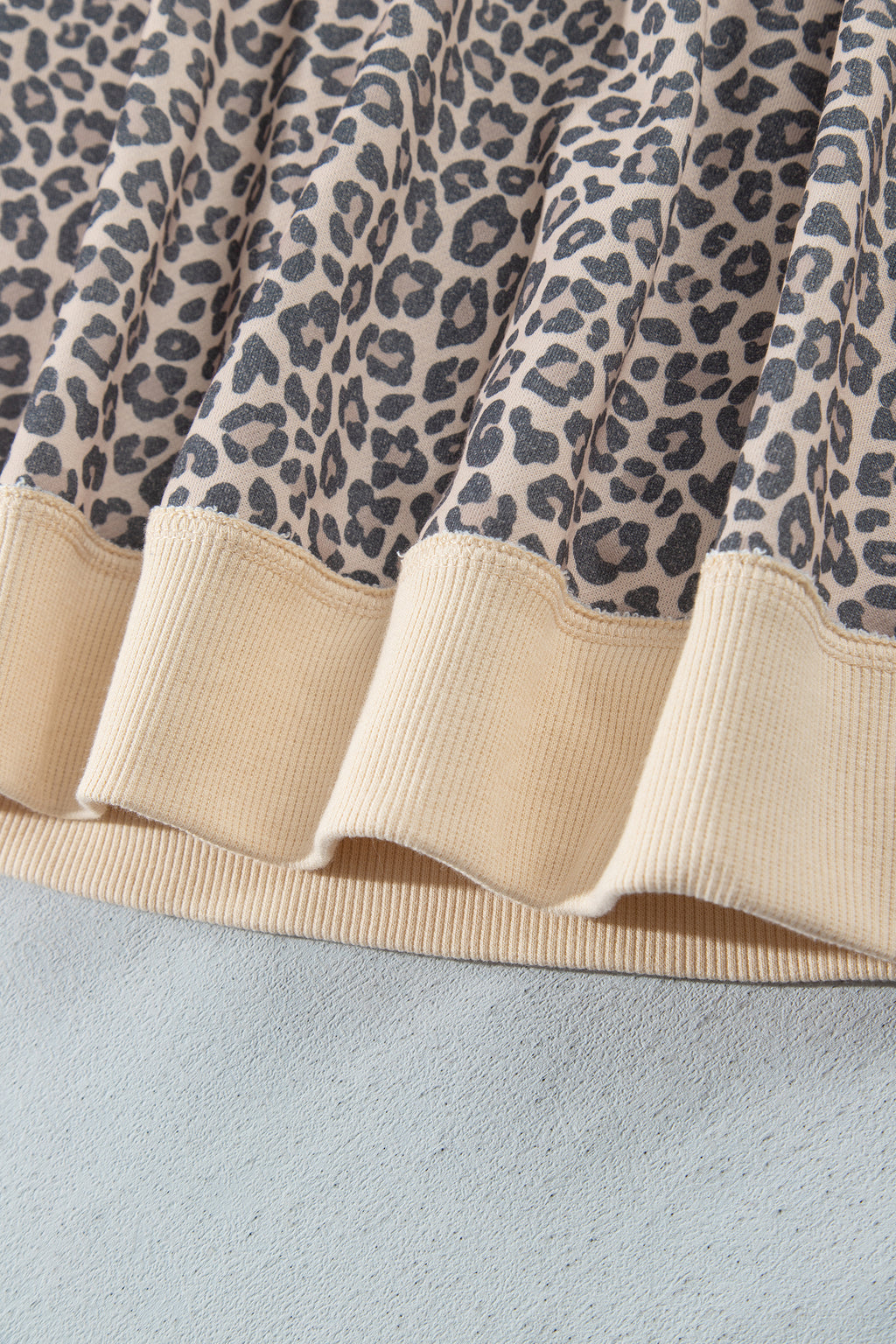 Multicolour Plus Size Leopard Print Ribbed Color Block Mock Neck Tunic Sweatshirt PREORDER ETA 3 WEEKS