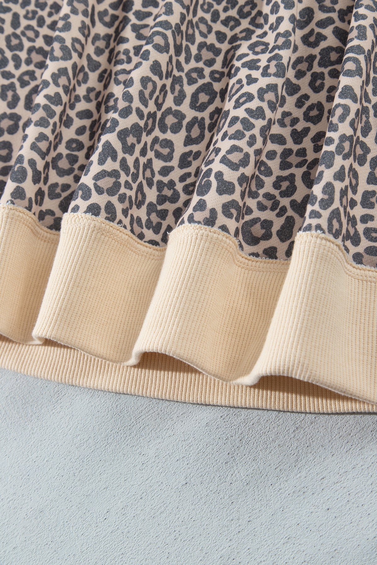 Multicolour Plus Size Leopard Print Ribbed Color Block Mock Neck Tunic Sweatshirt PREORDER ETA 3 WEEKS