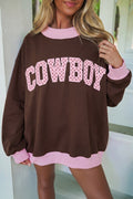Coffee Polka Dot Letter Graphic Colorblock Tunic Sweatshirt PREORDER ETA 3 WEEKS