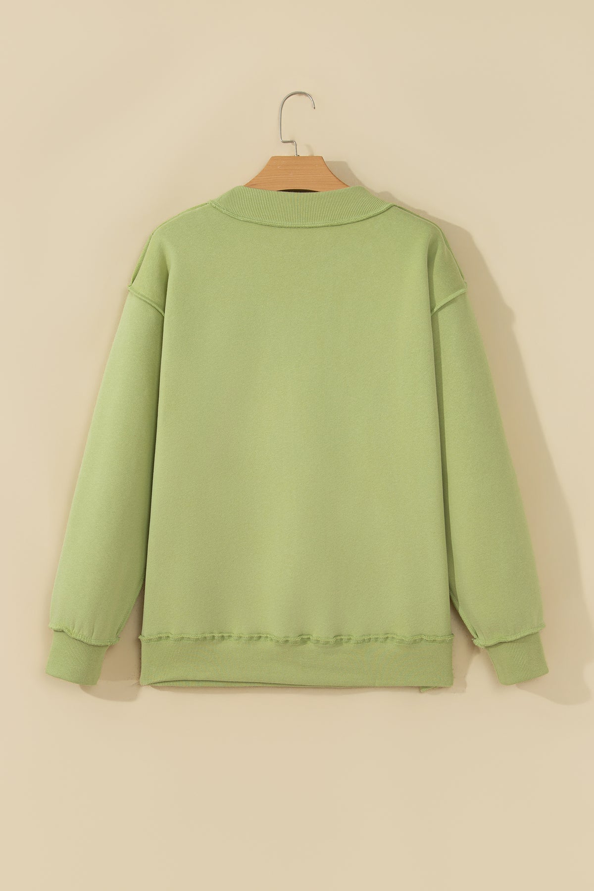 Meadow Mist Green JESUS Letter Patch Graphic Exposed Seam Mock Neck Baggy Sweatshirt PREORDER ETA 3 WEEKS