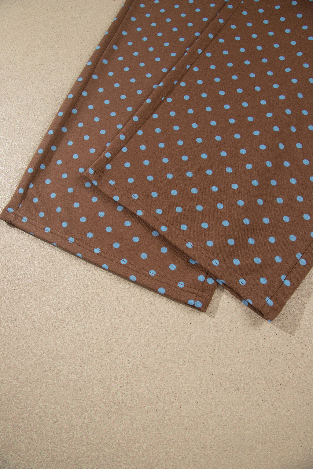 Brown Polka Dot Round Neck Long Sleeve Plus Size Set PREORDER ETA 3 WEEKS