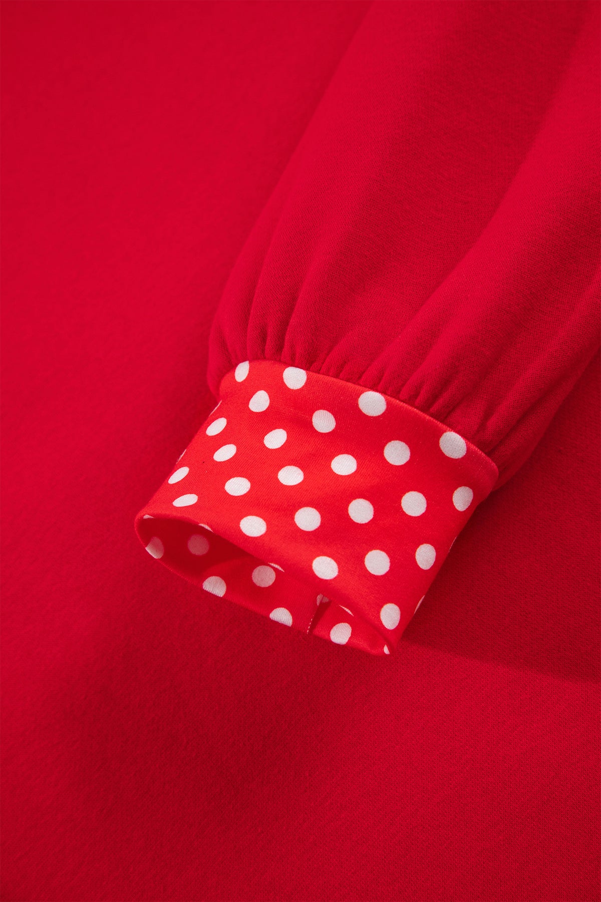 Tomato Red Polka Dot Letter Print Contrast Trim Mock Neck Sweatshirt PREORDER ETA 3 WEEKS