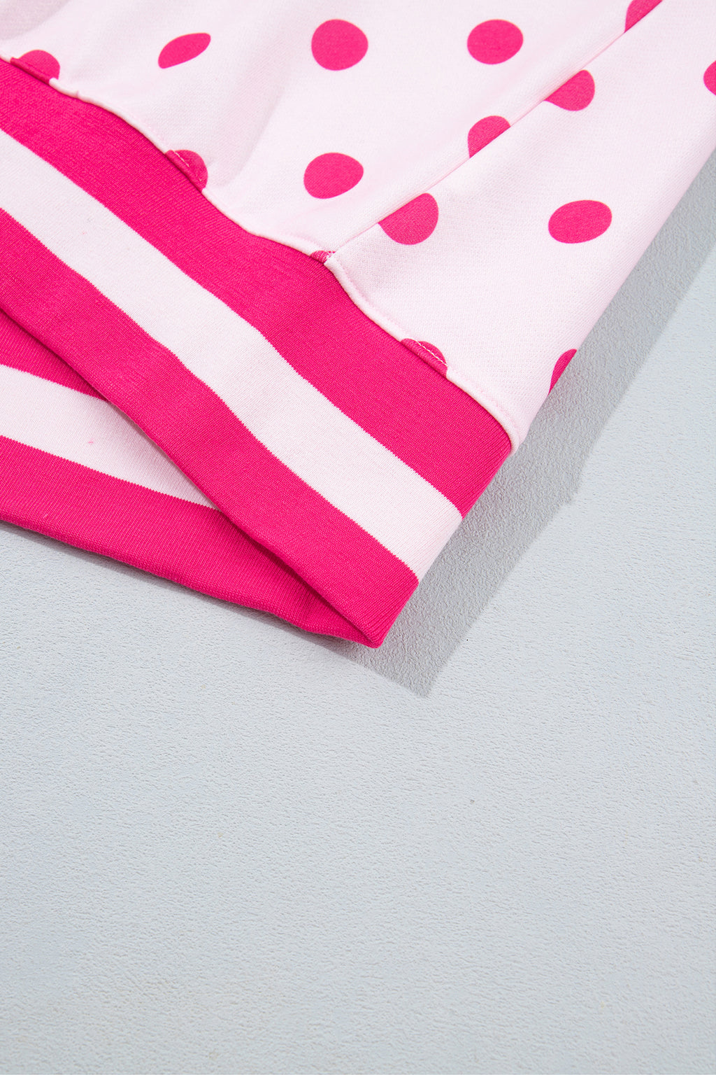 Pink Polka Dot Colorblock Round Neck Pullover Sweatshirt PREORDER ETA 3 WEEKS