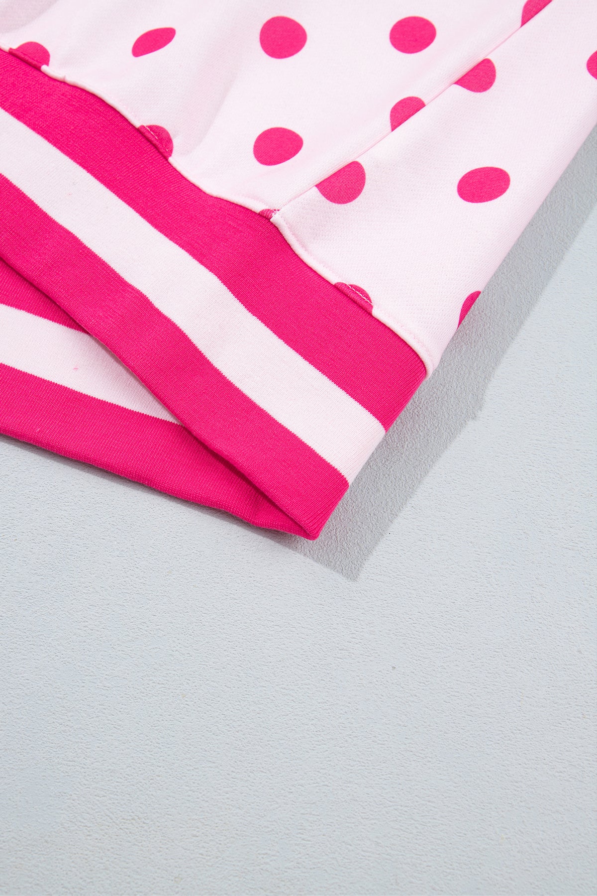 Pink Polka Dot Colorblock Round Neck Pullover Sweatshirt PREORDER ETA 3 WEEKS