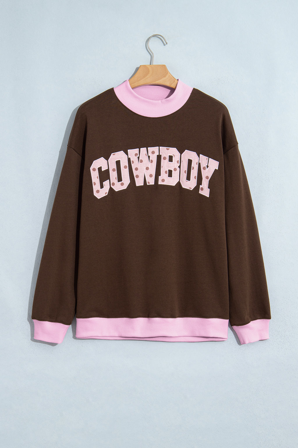 Coffee Polka Dot Letter Graphic Colorblock Tunic Sweatshirt PREORDER ETA 3 WEEKS