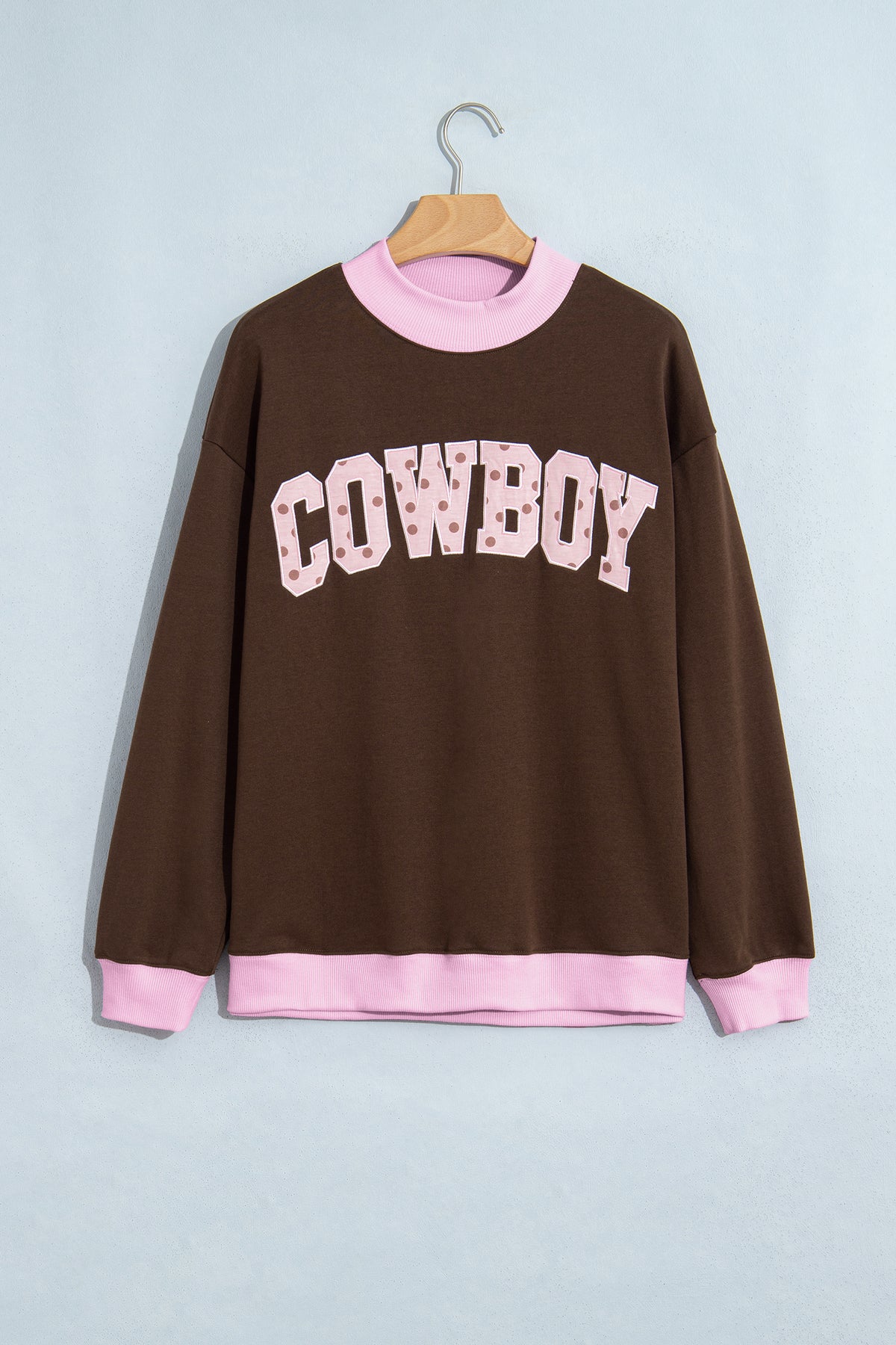 Coffee Polka Dot Letter Graphic Colorblock Tunic Sweatshirt PREORDER ETA 3 WEEKS
