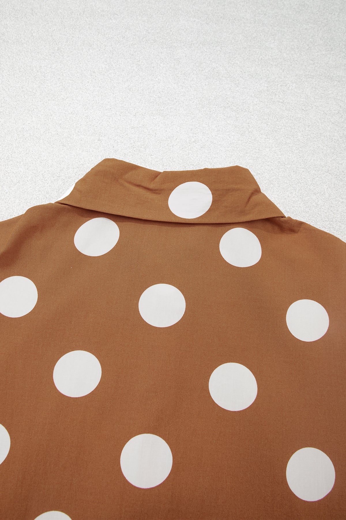 Brown Polka Dot Button Front Long Sleeve Shift Dress PREORDER 3 WEEK TAT