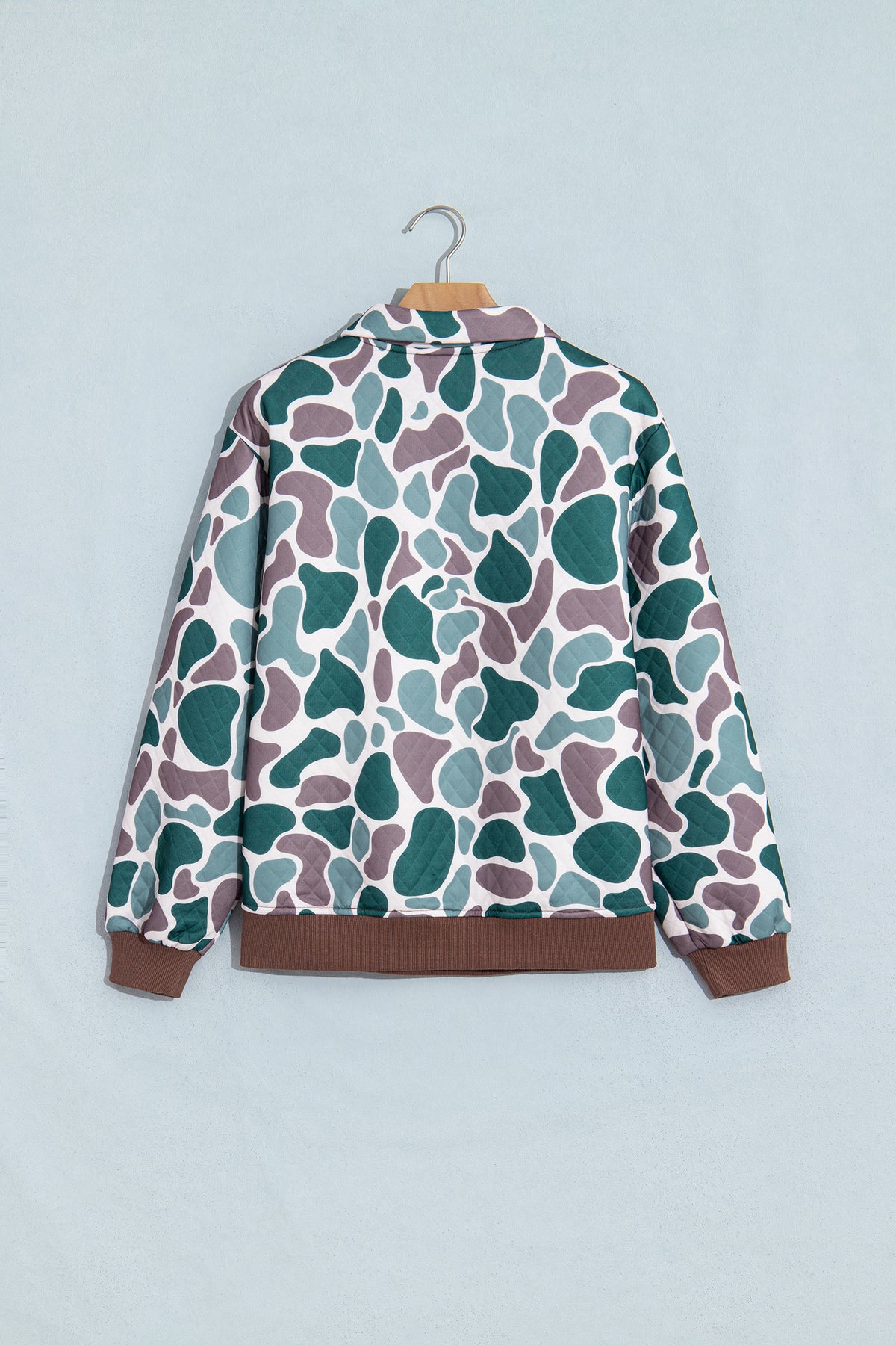 Multicolour Retro Camouflage Pattern Color Block Detail Button Pullover Sweatshirt PREORDER ETA 3 WEEK