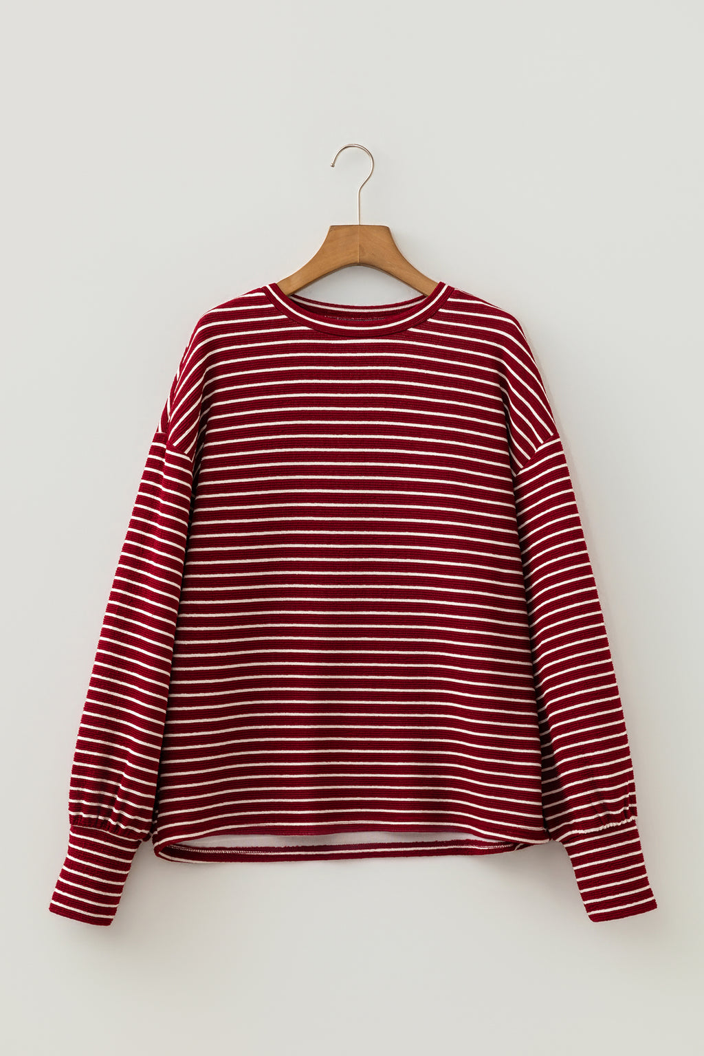 Red Stripe Drop Shoulder Long Sleeve Top PREORDER ETA 3 WEEKS