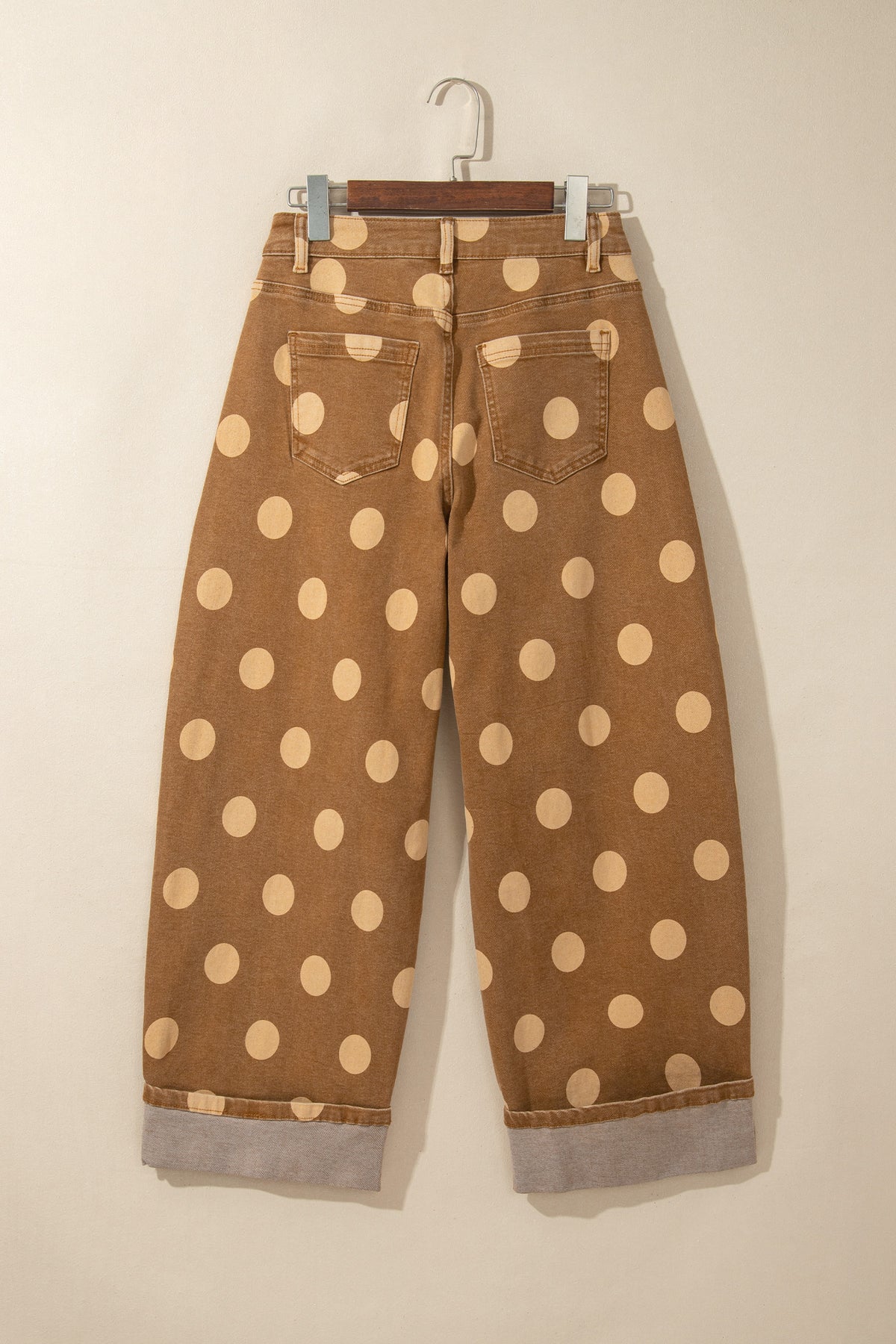 Brown Polka Dot Ankle-Length Metal Button Casual Jeans PREORDER ETA 3 WEEKS