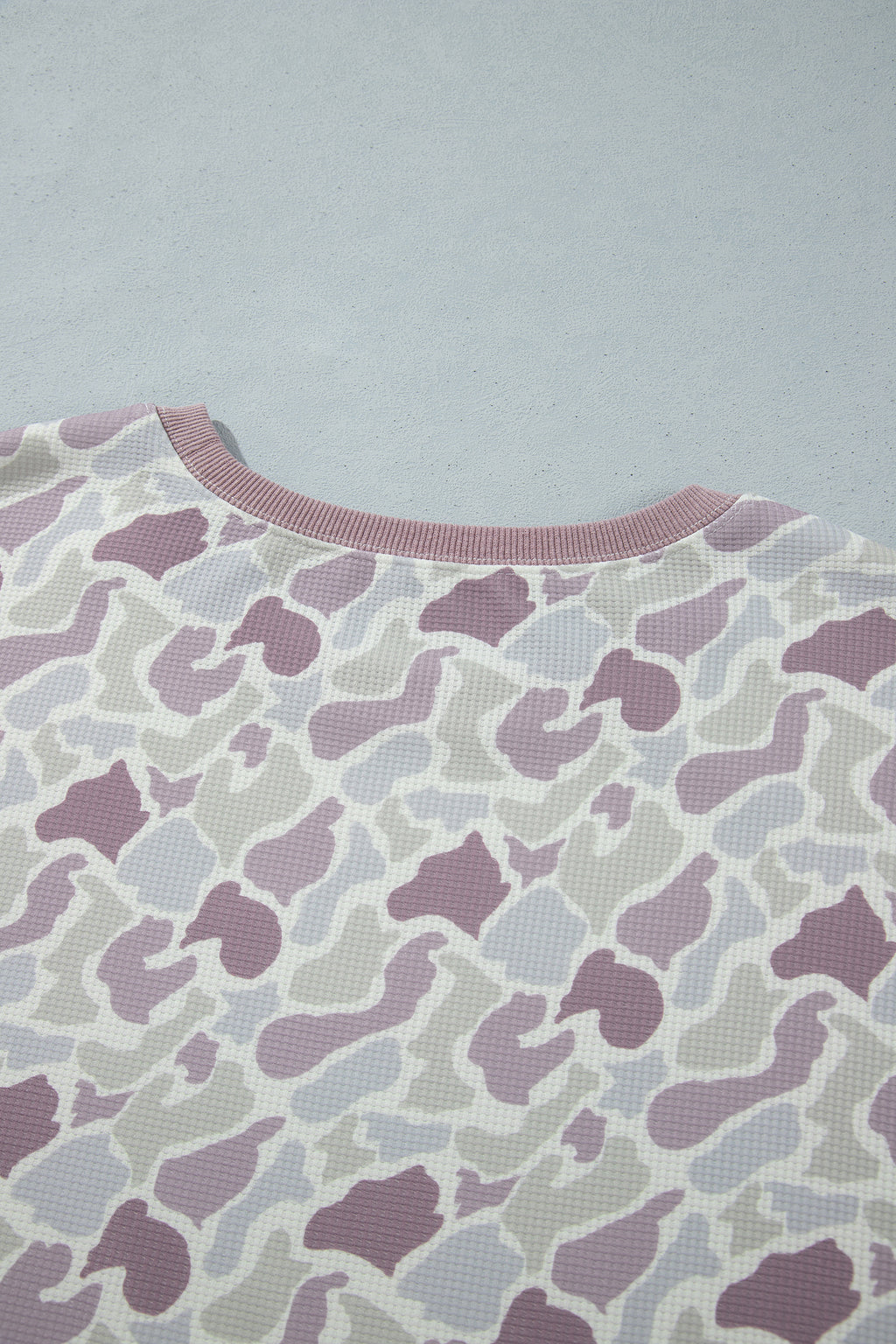 Green Camouflage Print Waffle Textured Pullover and Shorts Plus Size 2pcs Set PREORDER ETA 3 WEEKS