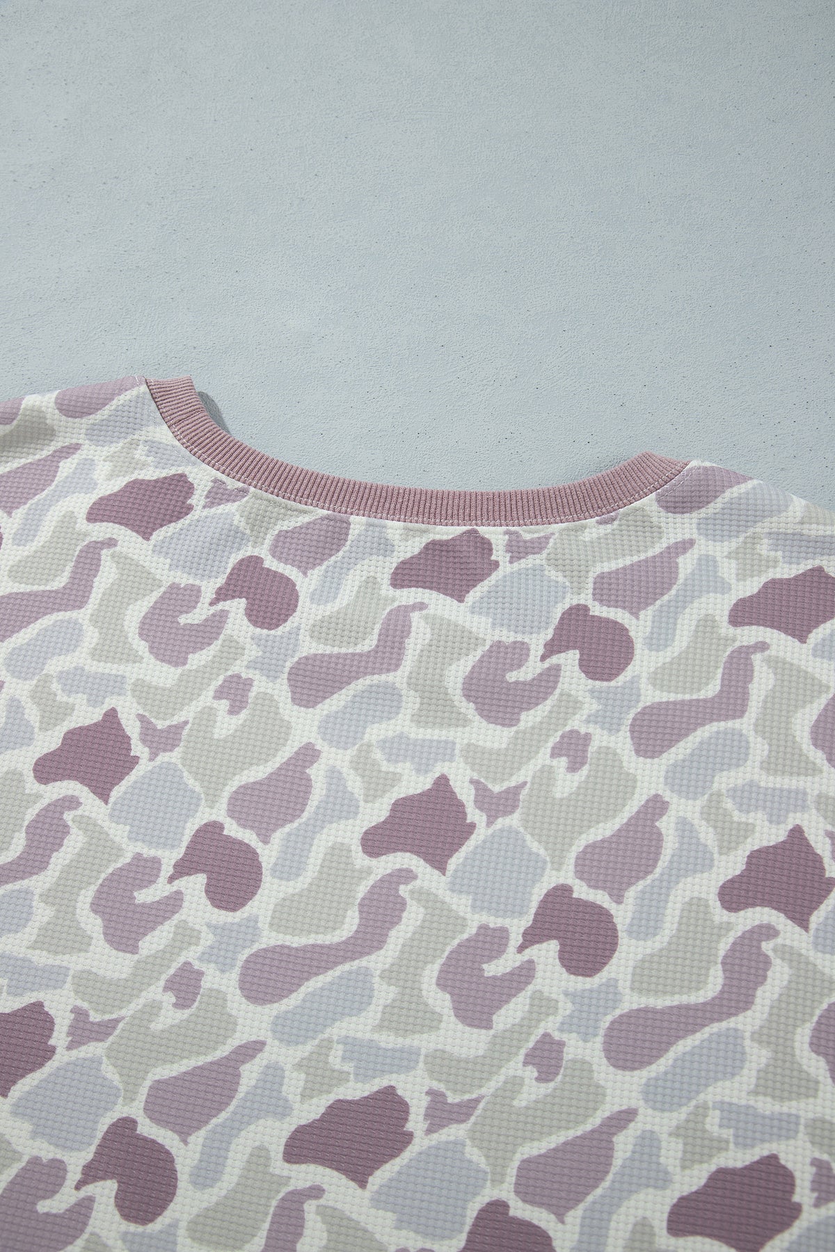 Green Camouflage Print Waffle Textured Pullover and Shorts Plus Size 2pcs Set PREORDER ETA 3 WEEKS