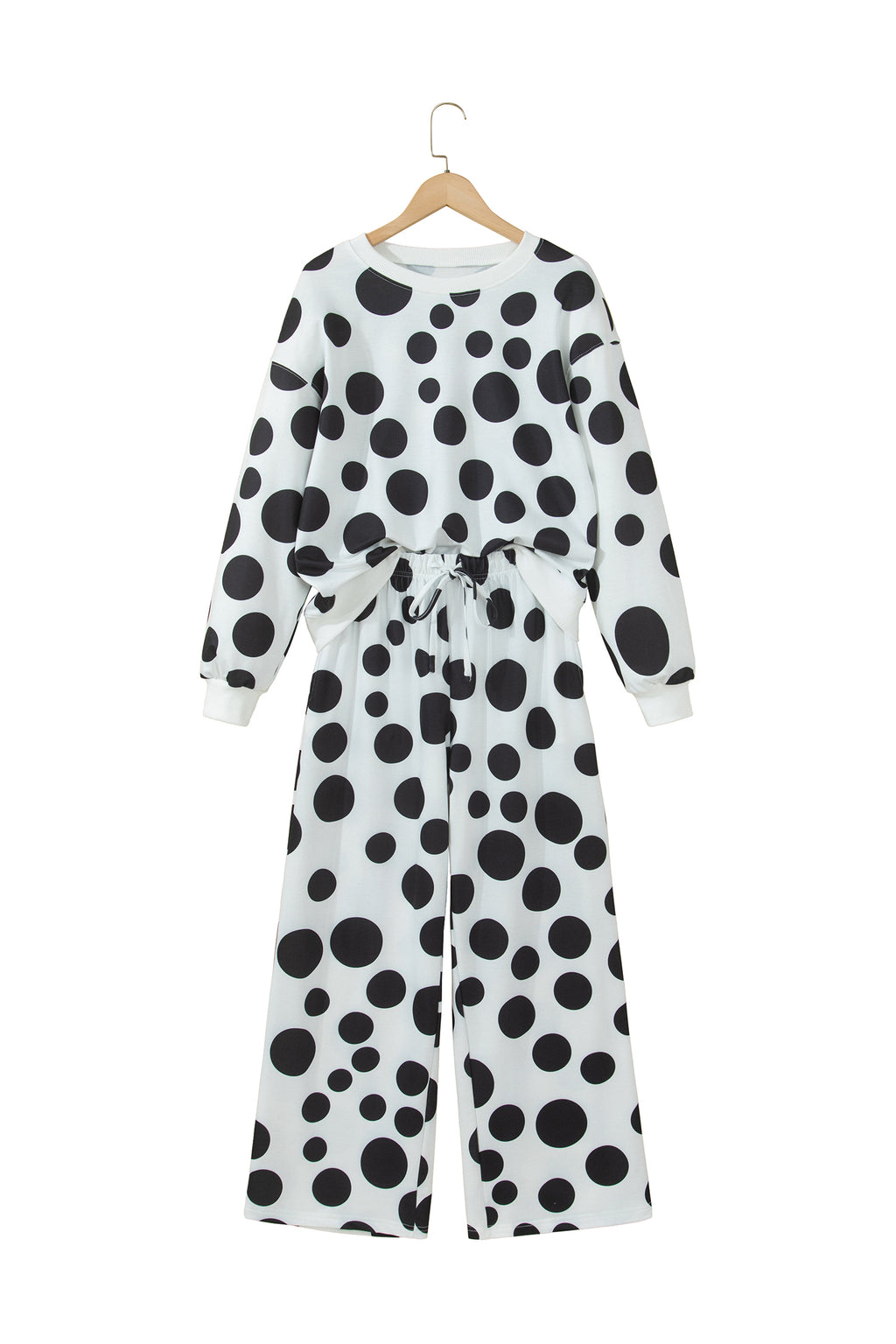 Khaki Polka Dot Long Sleeve Top Drawstring Relaxed Pants Set PREORDER ETA 3 WEEKS
