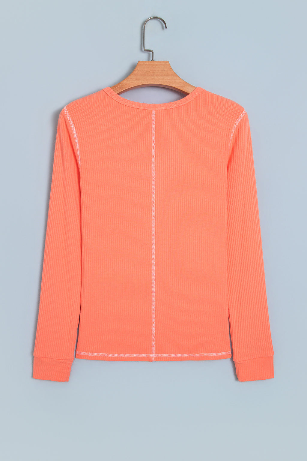 Flamingo V Neck Ribbed Stitched Detail Long Sleeve Top PREORDER ETA 3 WEEKS