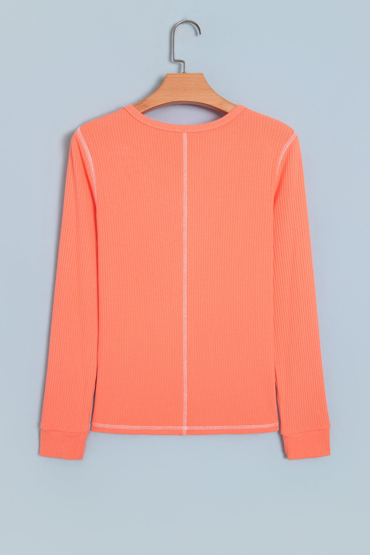 Flamingo V Neck Ribbed Stitched Detail Long Sleeve Top PREORDER ETA 3 WEEKS