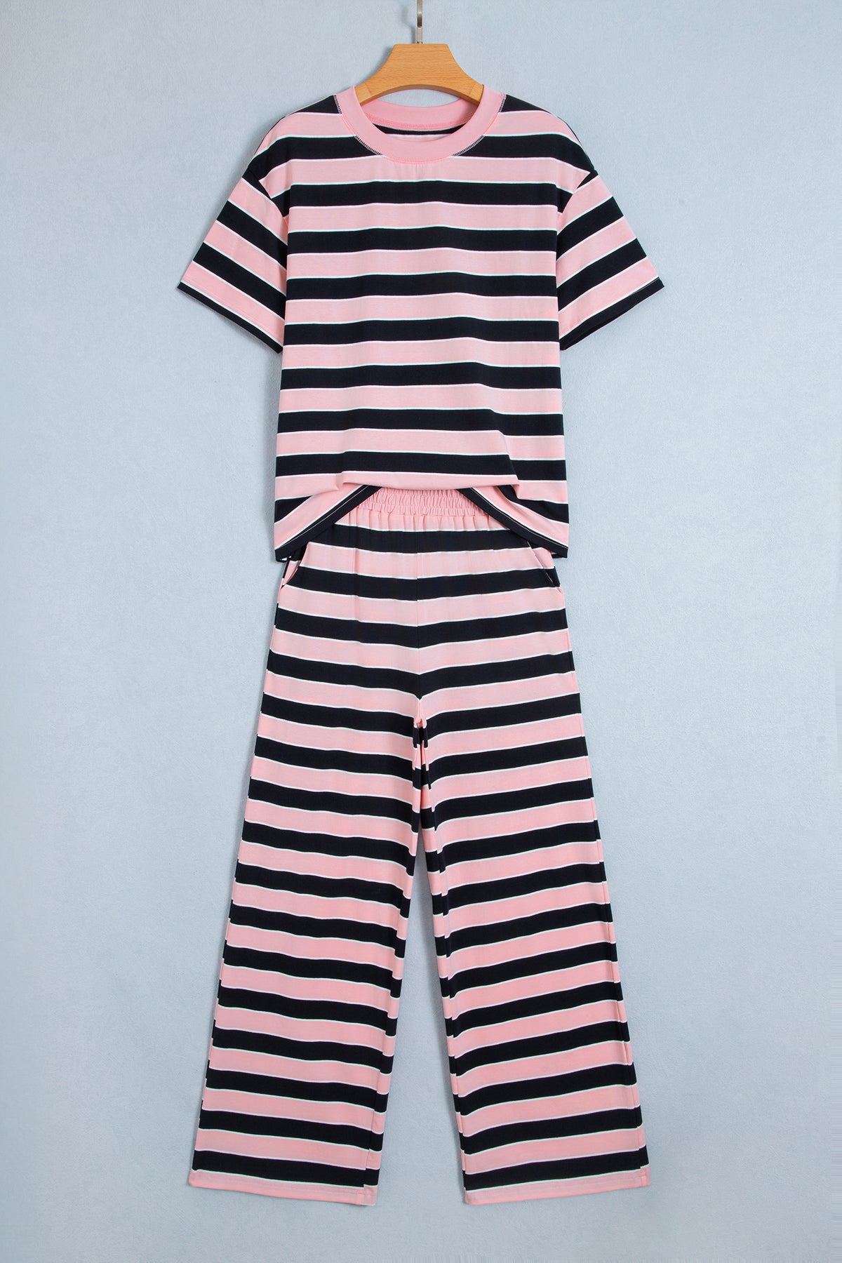 Pink Stripe Loose Tee and Pants Two Piece Set PREORDER ETA 3 WEEKS