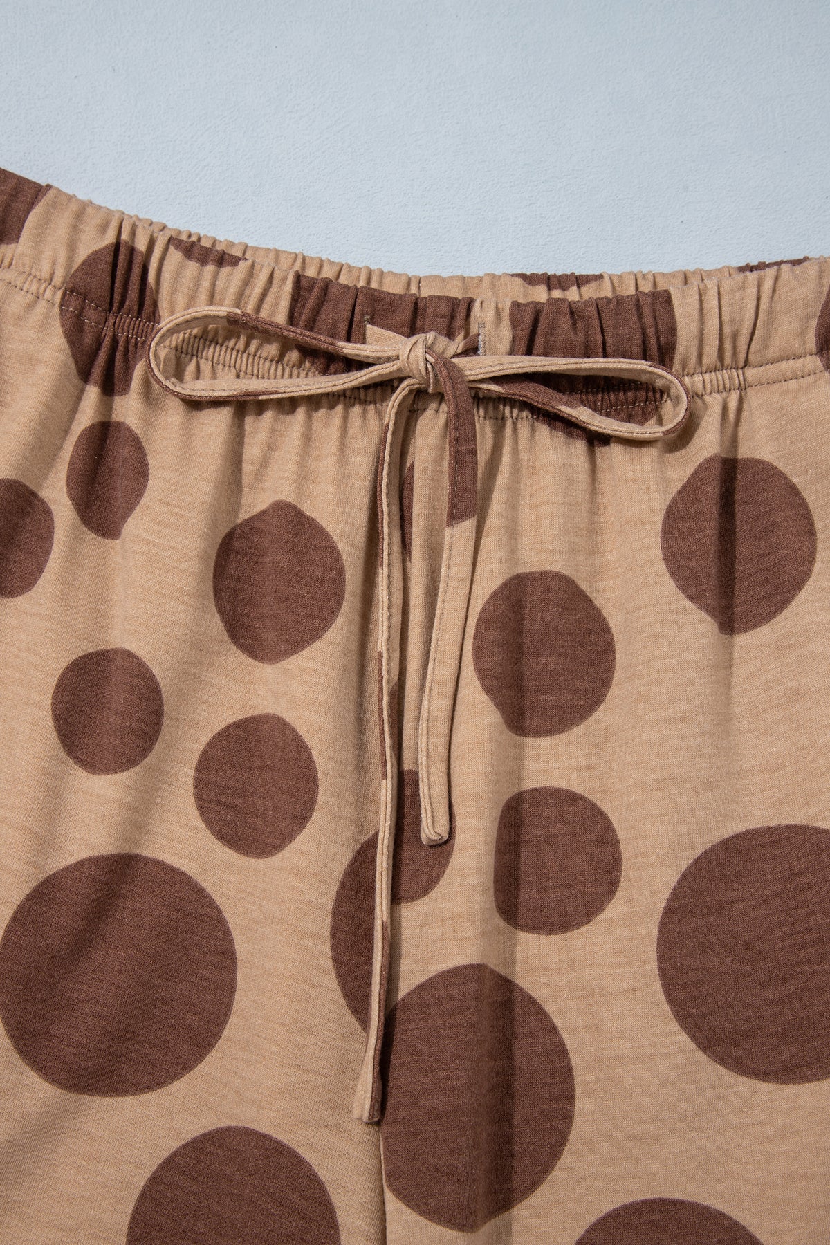 Khaki Polka Dot Long Sleeve Top Drawstring Relaxed Pants Set PREORDER ETA 3 WEEKS