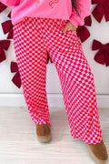 Pink Plus Size Checkered Pattern Loose Casual Pants PREORDER ETA 3 WEEKS