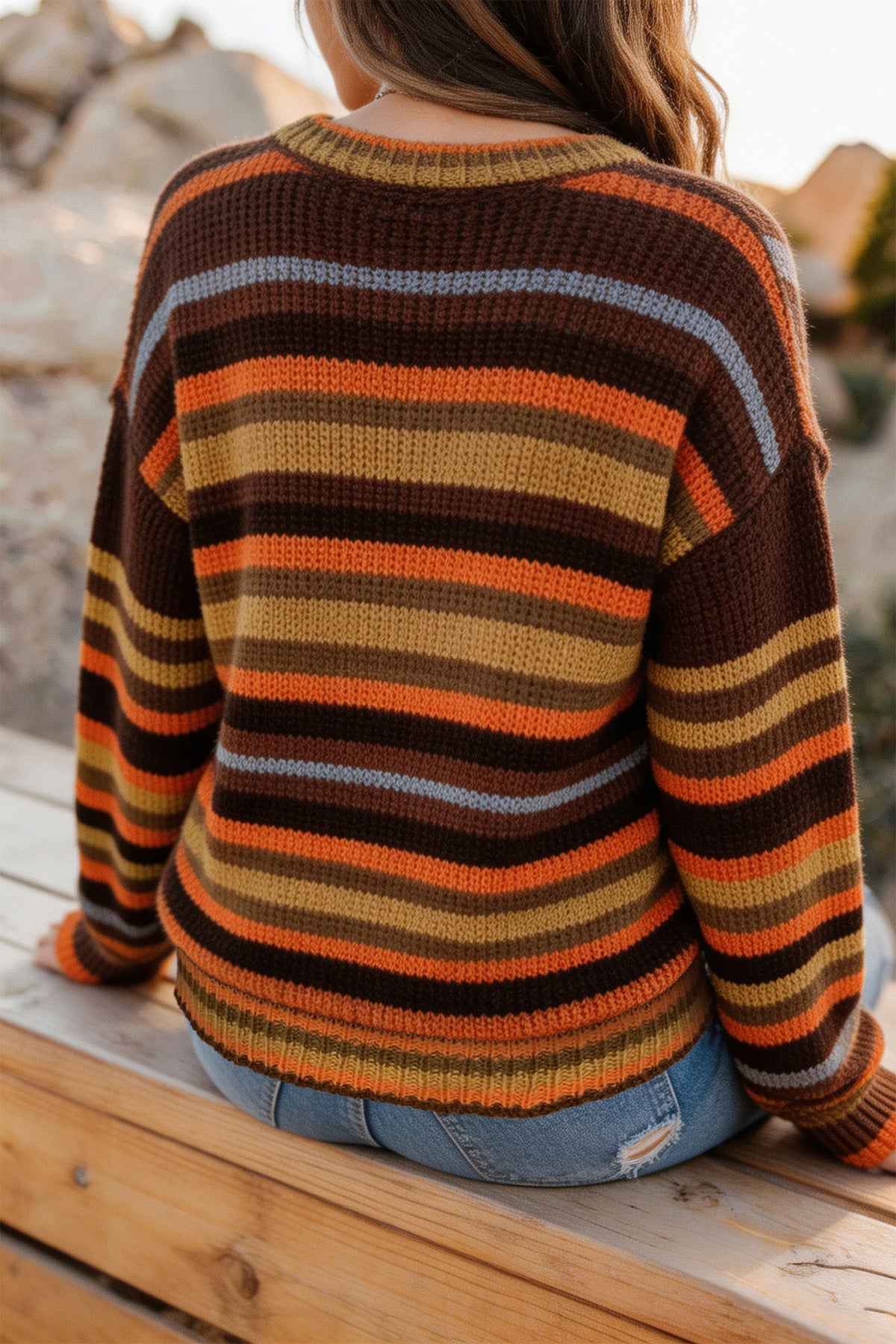 Coffee Round Neck Drop Shoulder Casual Shift Sweater PREORDER ETA 3 WEEKS