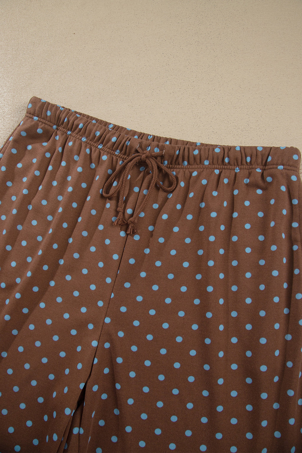 Brown Polka Dot Round Neck Long Sleeve Plus Size Set PREORDER ETA 3 WEEKS