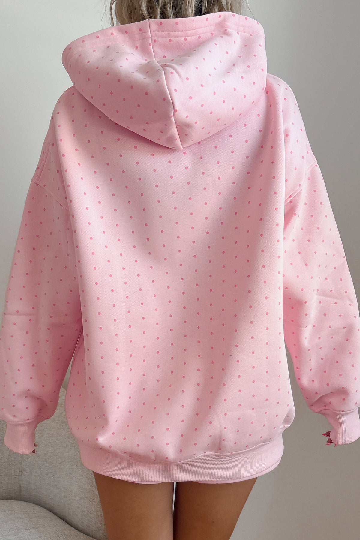 Pink Polka Dot Printed Oversized Hoodie Casual Shorts 2pcs Set PREORDER ETA 3 WEEKS