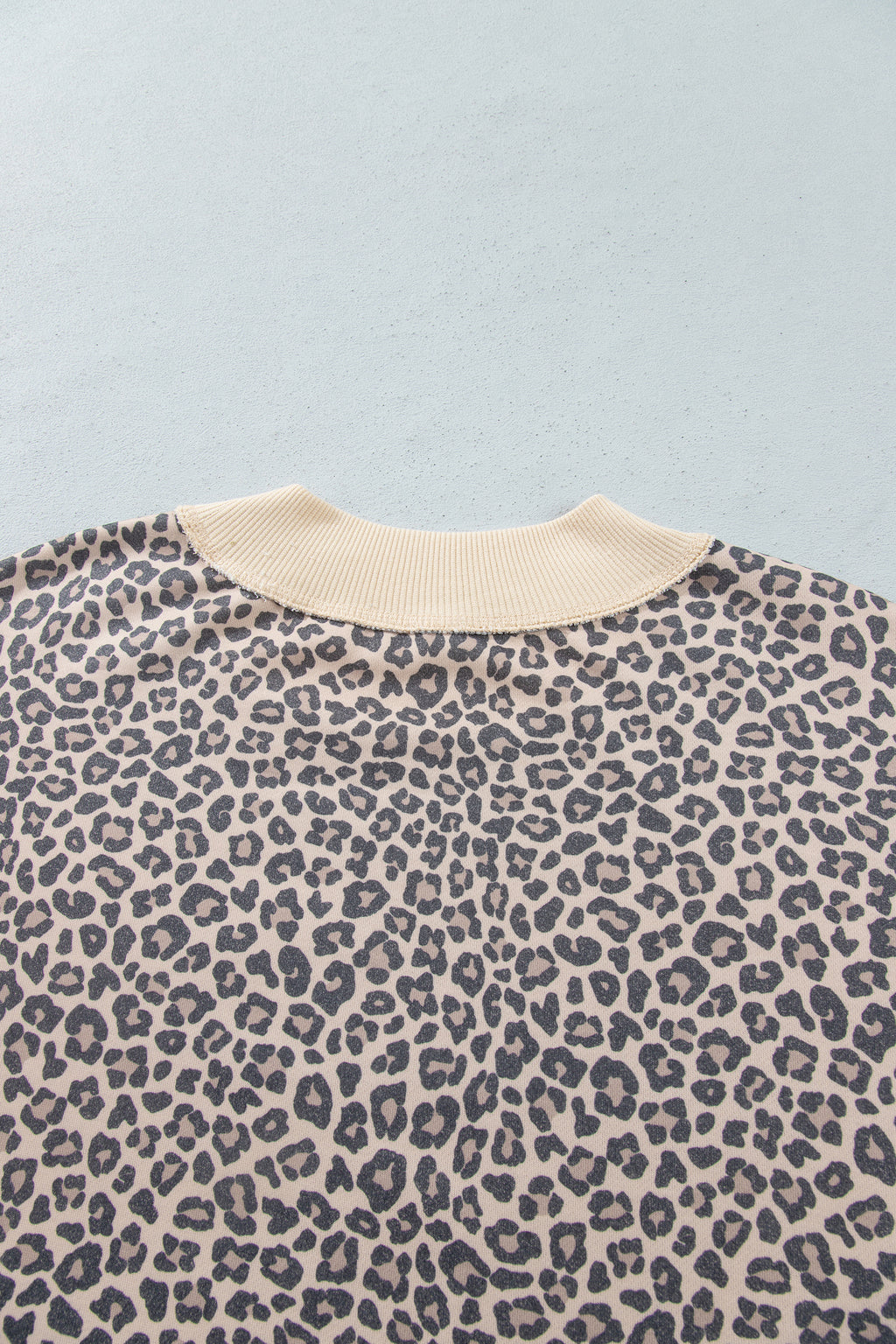 Multicolour Plus Size Leopard Print Ribbed Color Block Mock Neck Tunic Sweatshirt PREORDER ETA 3 WEEKS