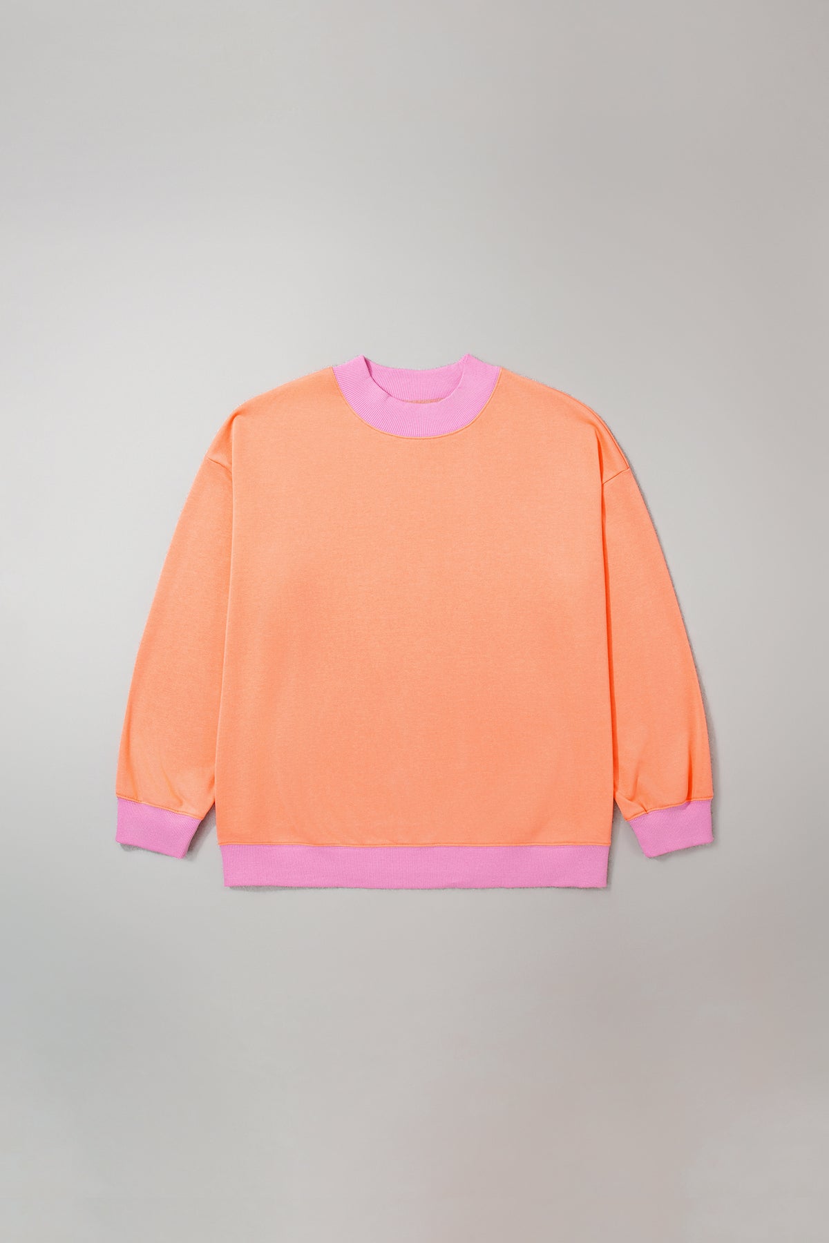 Grapefruit Orange Color Block Contrast Trim Plus Size Sweatshirt PREORDER ETA 3 WEEKS