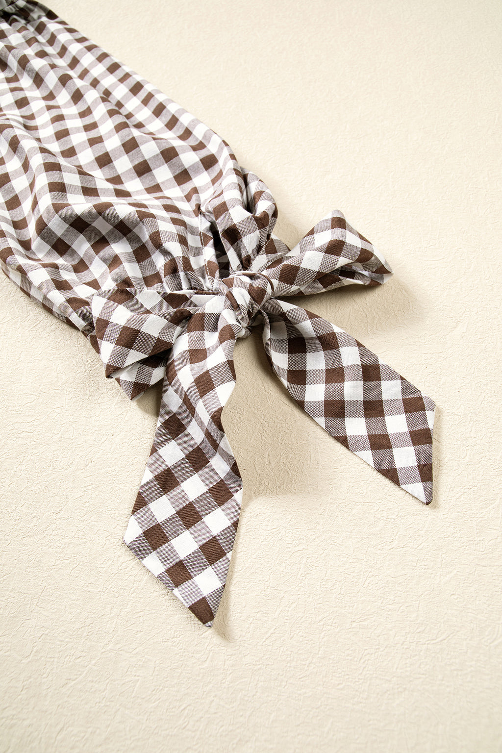Brown Plaid Knot Half Sleeve Button Down Shirt PREORDER ETA 3 WEEKS