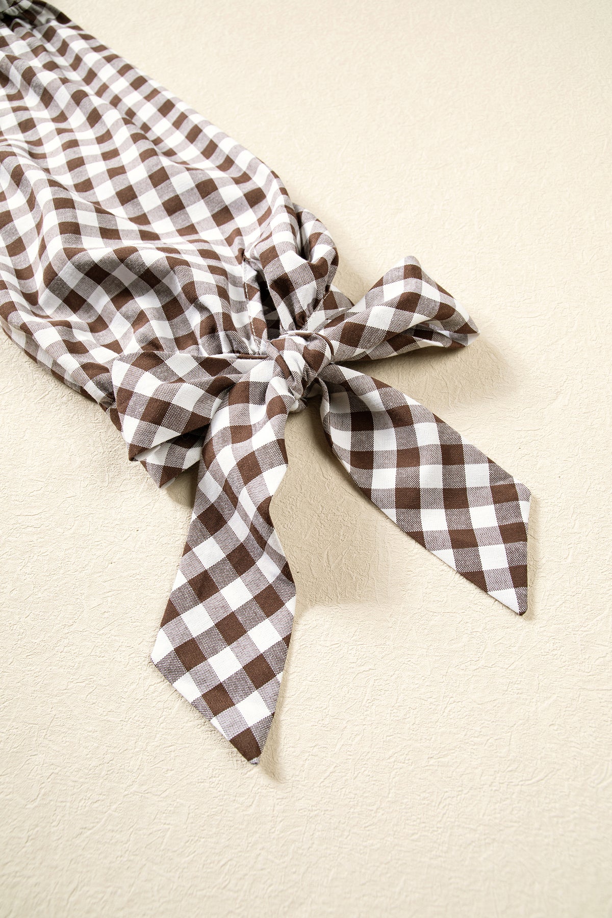 Brown Plaid Knot Half Sleeve Button Down Shirt PREORDER ETA 3 WEEKS