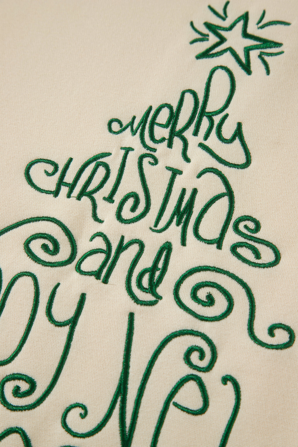 Apricot Merry Christmas and Happy New Year Embroidered Holiday Slogan Sweatshirt PREORDER ETA 3 WEEKS