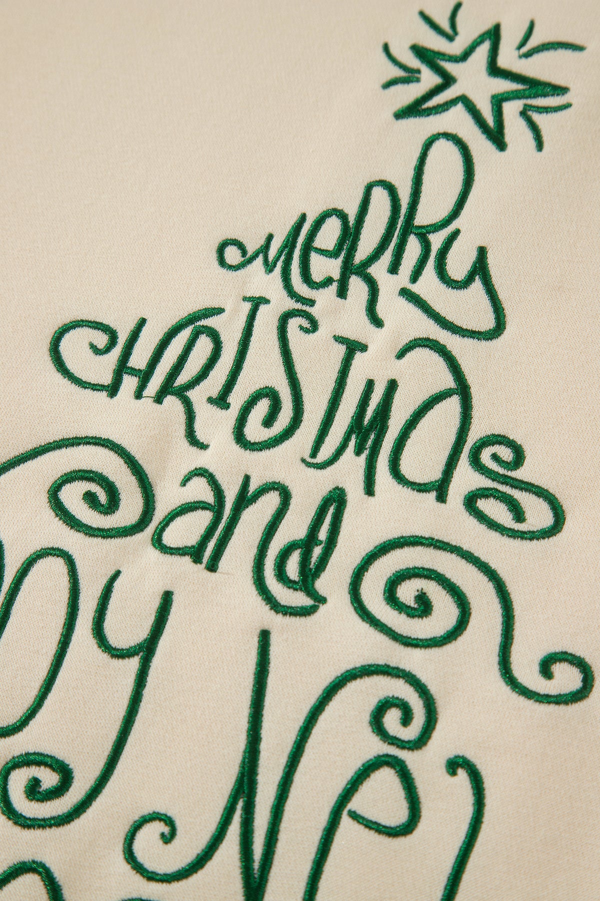 Apricot Merry Christmas and Happy New Year Embroidered Holiday Slogan Sweatshirt PREORDER ETA 3 WEEKS