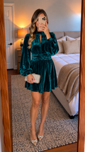 High Neck Keyhole Detail Long Sleeve Velvet Mini Dress PREORDER ETA 3 WEEKS